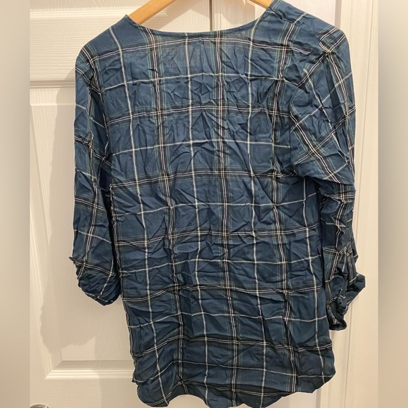High/low medium kismet cropped blue plaid blouse - Picture 6 of 6
